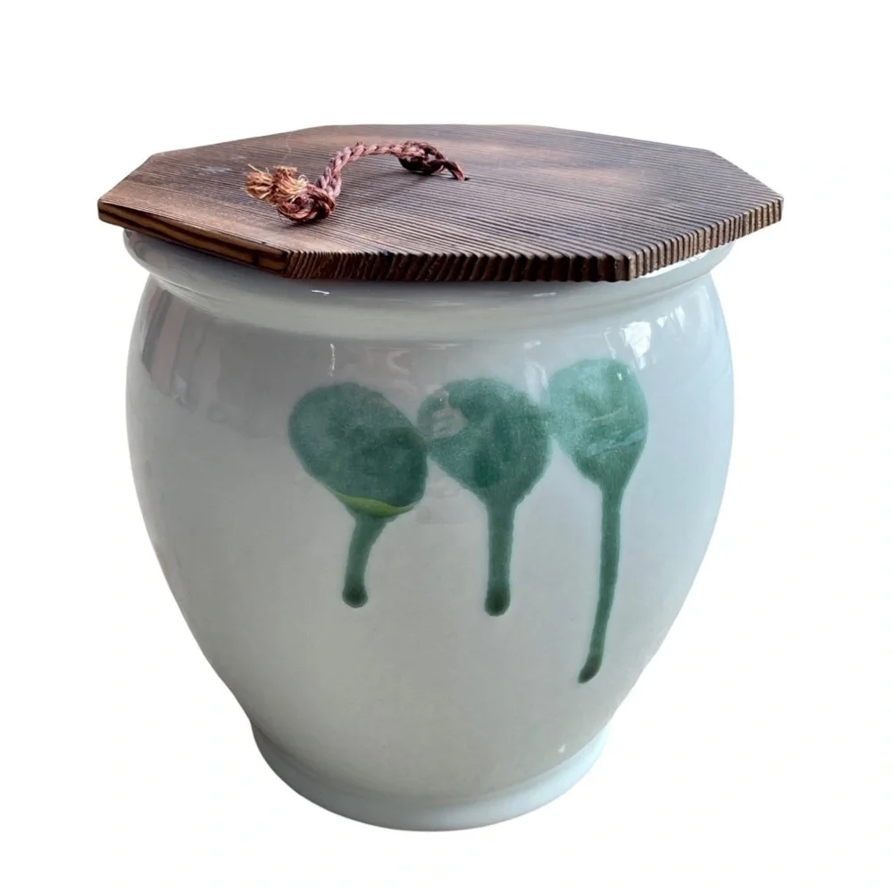 Tokoname Ware Hisamatsu Kiln Urn Vase with Wooden Lid - Picture 14 of 15